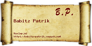Babitz Patrik névjegykártya